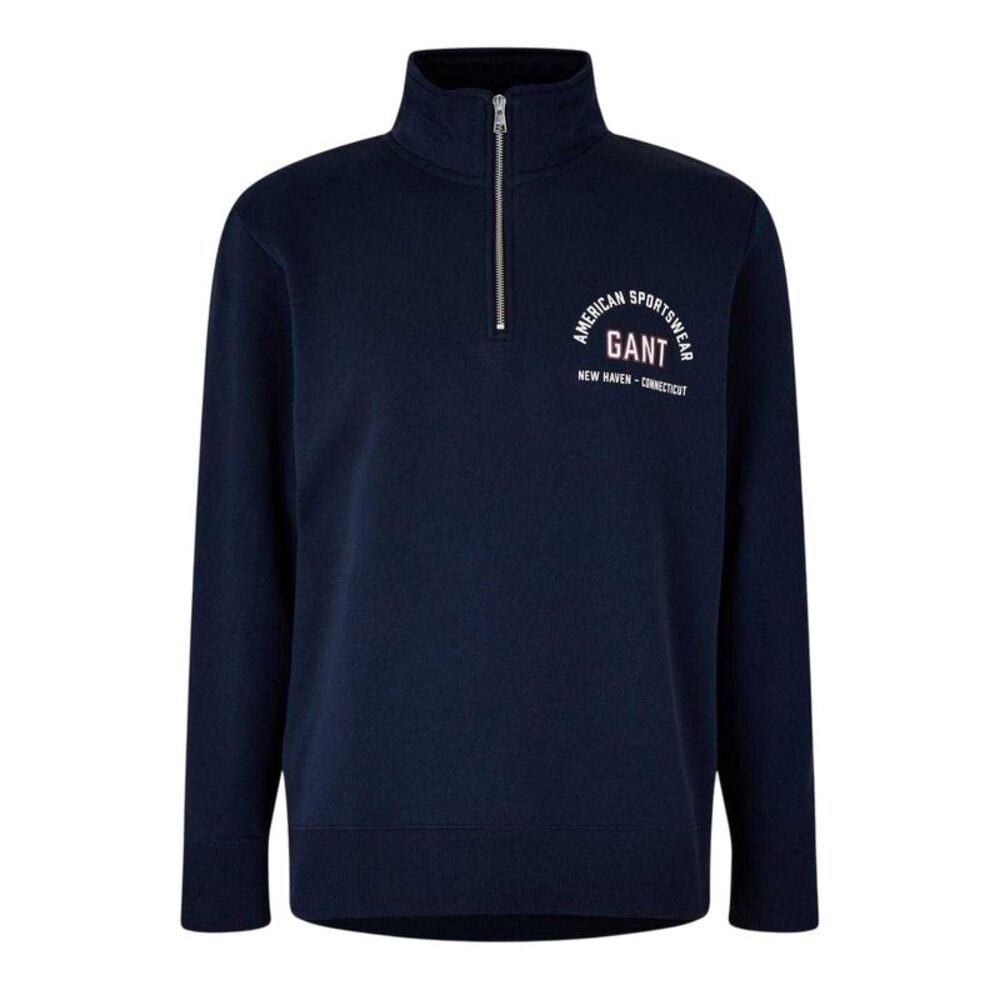Gant Mens Fleece Quarter Zip Sweatshirt / Evening Blue